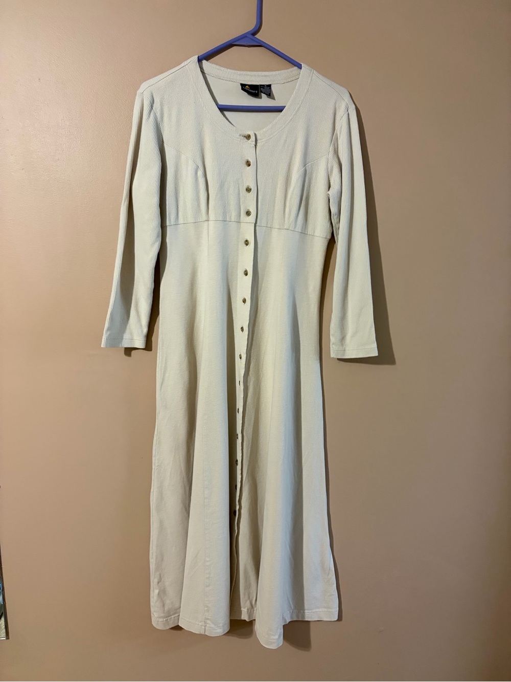 Women’s Cream Button-Front Long Sleeve Dress